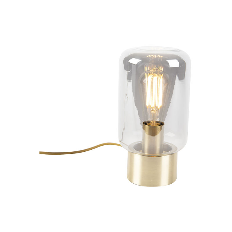 Design brass with smoke glass table lamp - Bliss Cute