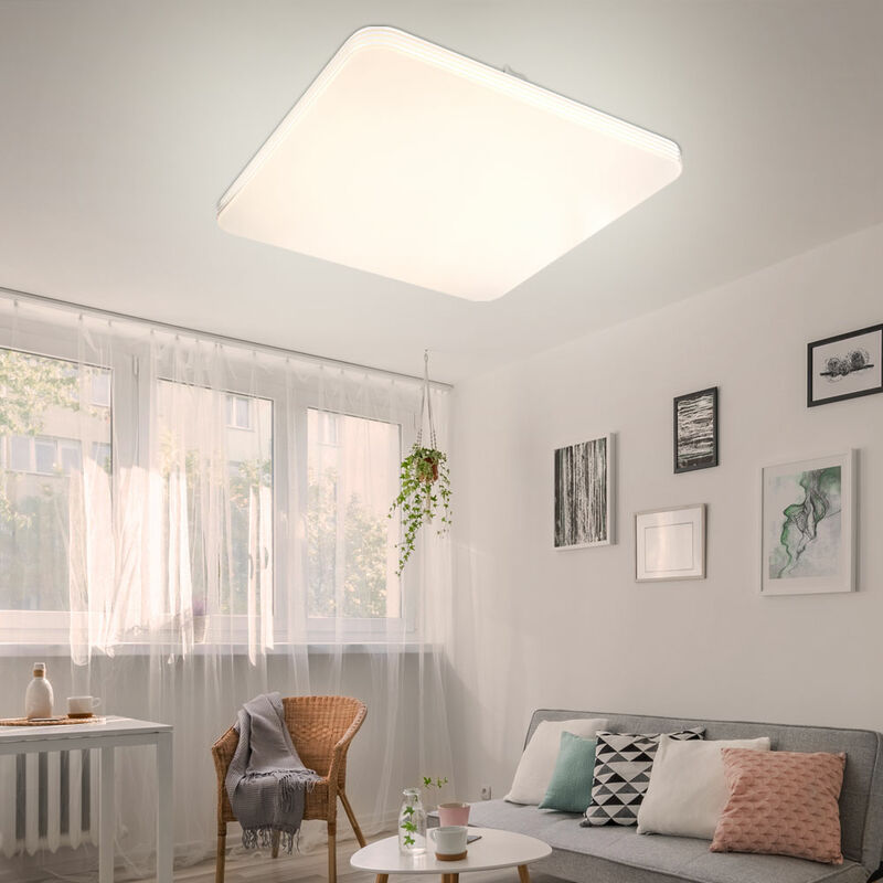 Image of Globo - Lampada da soffitto plafoniera lampada da soggiorno lampada da soggiorno lampada da sala da pranzo, metallo acrilico quadrato bianco, 1x led