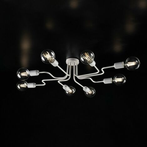 Design-Deckenlampe aus Eisen Silber Weiß acht Lichter 83x h17 cm