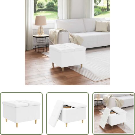 Design elegante -  Pouf contenitore Bianco 60 x 60 x 45 cm Pelle sintetica