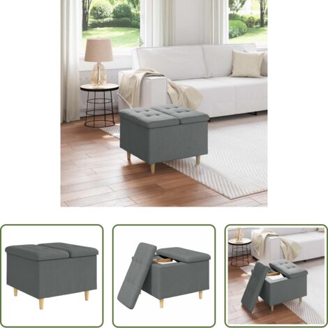 Design elegante -  Pouf contenitore Grigio scuro 60 x 60 x 45 cm Tessuto