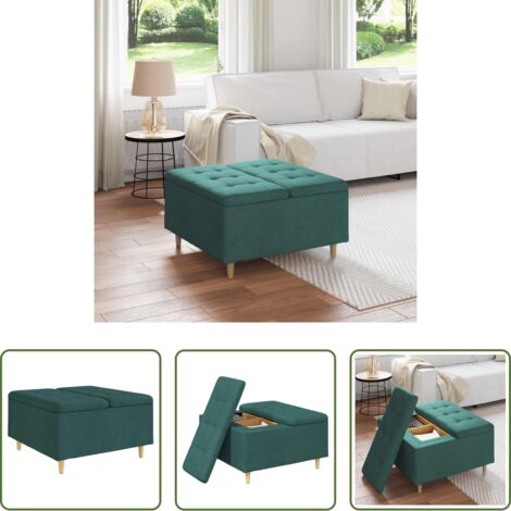 Design elegante -  Pouf contenitore Verde Scuro 80 x 80 x 45 cm Tessuto