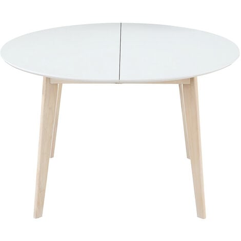 Design-Esstisch rund ausziehbar Weiß und Holz L120-150 LEENA - Weiß