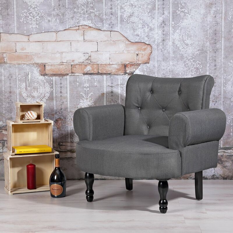 Mucola - Design Esszimmer Polstersessel Grau Barock Stil Textilsessel Sitzmöbel Armsessel
