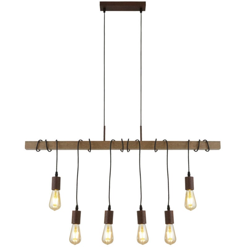 Barn - 6 Lichtleiste Anhänger Braun, Dunkles Holz, E27 - Searchlight