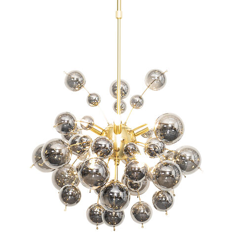 Design Hängelampe Messing mit Rauchglas 8 Lichter - Explode