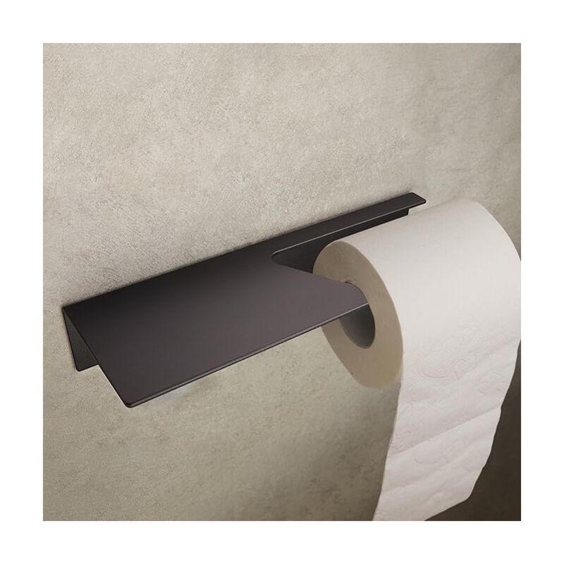 Design Hambourg Porte Papier Toilette sans Percer i Support Papier Toilette Salle de Bain Mural Auto Adhésif i Porte-Rouleau Papier wc i Noir Mat