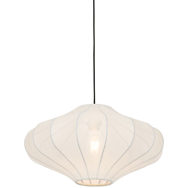 Qazqa Design-hängeleuchte Weiße Seide 50 Cm - Plu