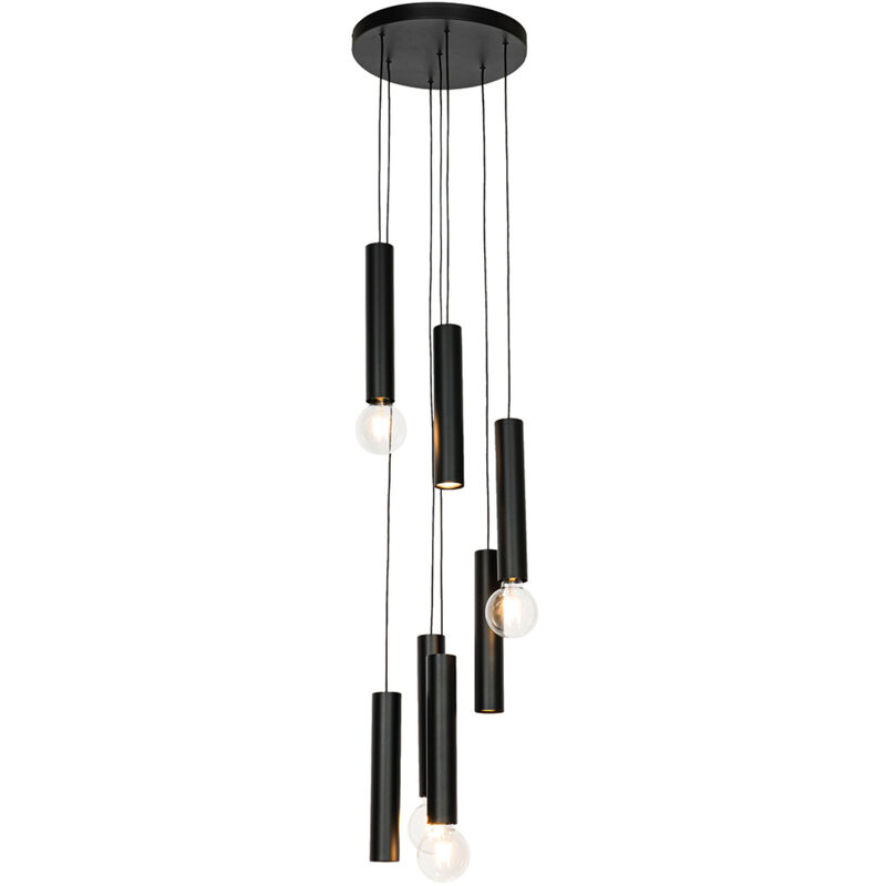 Image of Design Pendant Light Black Round 7-Light&hellip;