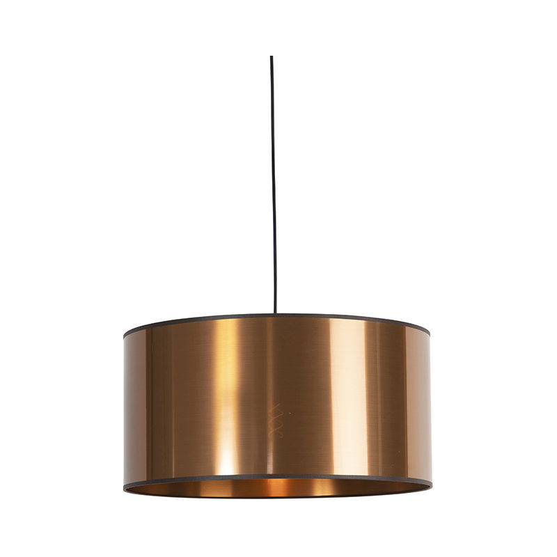 Design hanging lamp black with copper shade 50 cm - pendant