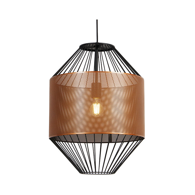 Design hanging lamp copper with black 40 cm - Mariska