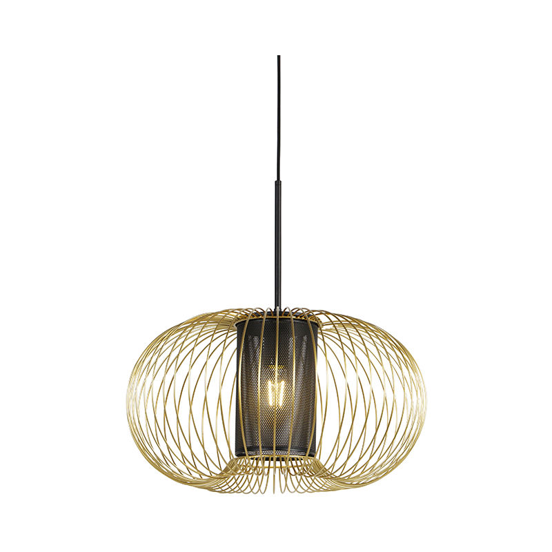 Design hanging lamp gold with black 50 cm - Marnie