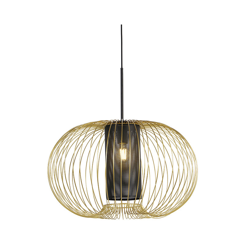 Design hanging lamp gold with black 60 cm - Marnie