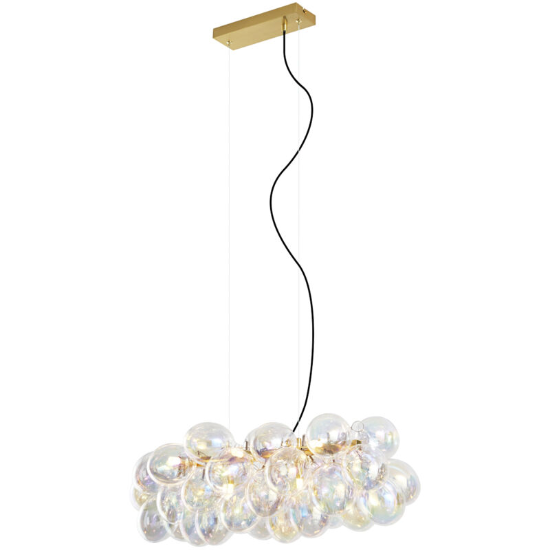 Qazqa Design-hängeleuchte Gold Mit Regenbogen-glas 8-flammig - Uvas