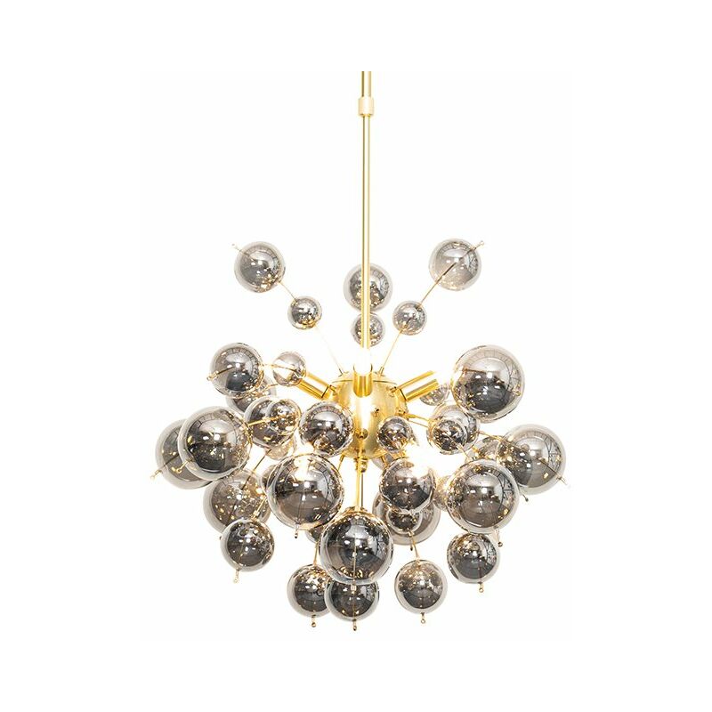 Qazqa Design Pendant Light Brass With Smoke Glass 8 Lights - Explode