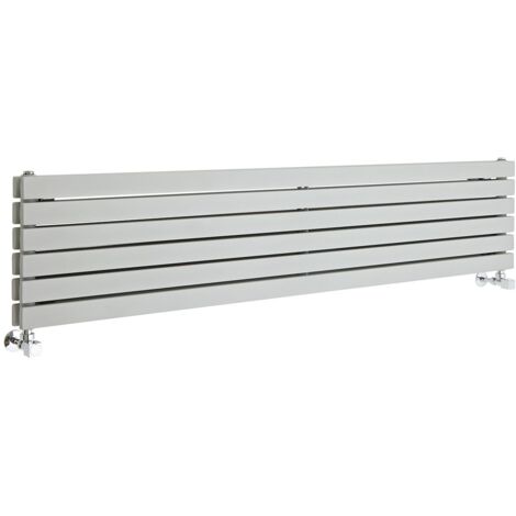Design Heizkörper Horizontal Doppellagig Silber 354mm x 1600mm 1700W - Sloane