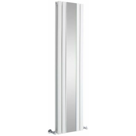 Design Heizkörper mit Spiegel Vertikal Weiß 1212 Watt 1600mm x 385mm - Sloane
