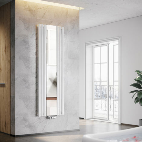 Design Heizkörper Vertikal 1800 Paneelheizkörper mittelanschluss Röhrenheizkörper mit Spiegel Weiß 1800x500mm,Einlagig,747 Watt,17-23m²