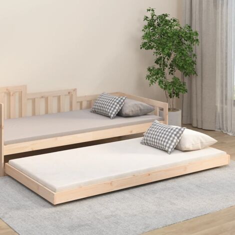 Design In – Cadre lit 80x200 cm en bois de pin massif – Lattes robustes pour soutien optimal – Design stable avec roulettes pratiques - CFW695575