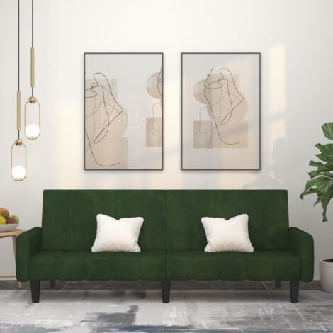Design In – Canapé convertible 2 places vert foncé velours – Dimensions 220 x 84,5 x 69 cm – Lit 220 x 100 x 52 cm – Confort optimal pour petits espaces - CFW38349