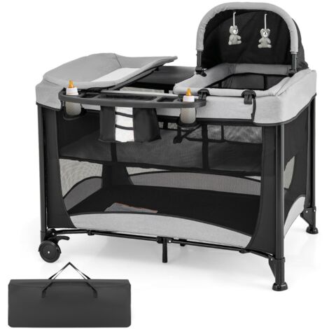 Design In – Parc bébé 5 en 1 pliable avec berceau amovible – Tissu polyester résistant – Installation rapide sans outils – Filets en maille pour ventilation