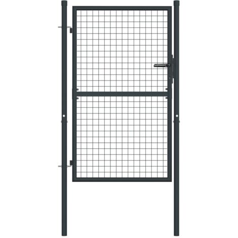 Design In – Portillon en acier galvanisé 100 x 175 cm – Couleur anthracite – Installation facile avec poteaux latéraux – Pour entrée moderne - CFW52925