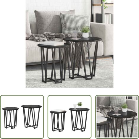 Design industriale -  Set tavolini 2 pcs Rovere Nero