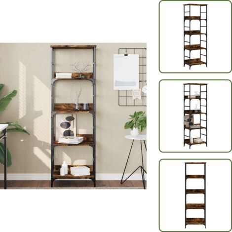 Design industriale - vidaXL Libreria Rovere Fumo 50x33x153 cm in Legno Multistrato - Scaffale con bordi rialzati