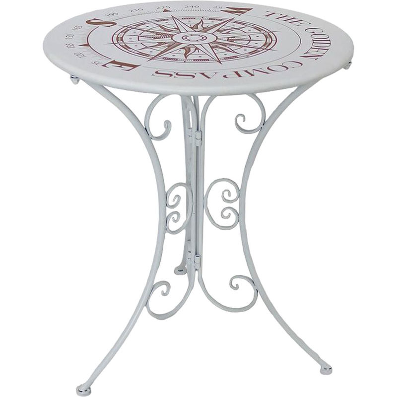 Harms - Décoration de table de bistrot de jardin design côté terrasse mobilier d'extérieur blanc look shabby imprimé boussole 950482