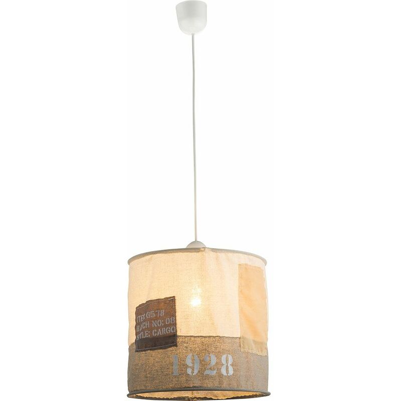 Image of Design lampada a sospensione a soffitto soggiorno sala da pranzo illuminazione tessile appeso grigio chiaro beige