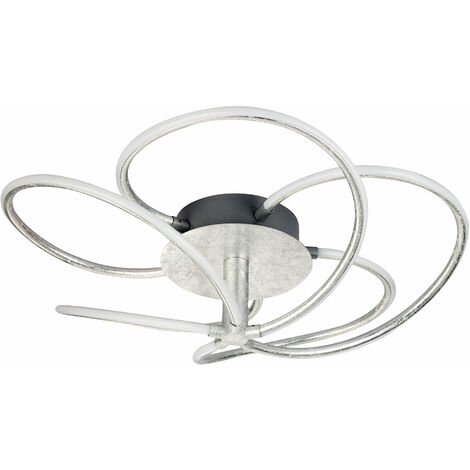 Design LED Decken Leuchte Wohn Ess Zimmer Lampe blatt silber Farben gebogen Globo 67823-40D1S