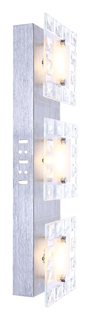 Globo - Wandlampe LED Wandleuchte Kristalle Wohnzimmerlampe wand Modern, aus ALU und Glas, 3x LED 5 Watt 3x 500 Lm warmweiß, L 42 cm