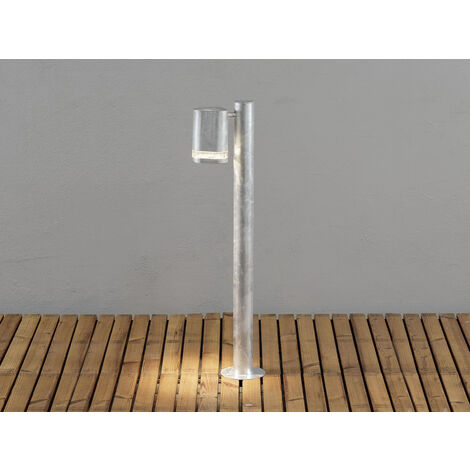Design LED Wegeleuchte aus Stahl, Downlight Höhe 70cm, Silber