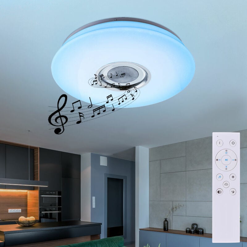 Image of Design led plafoniera stelle con cambiacolori rgb Altoparlante Bluetooth spot da soffitto lampada telecomando
