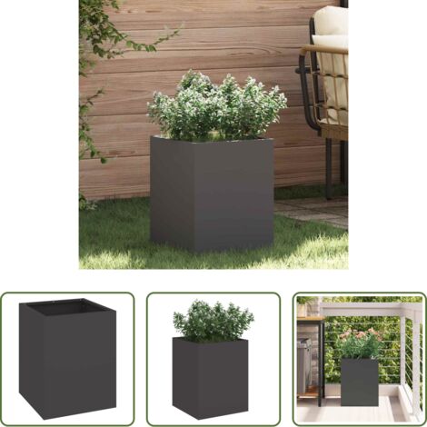 Design minimalista -  Vaso da giardino Nero 32 x 32 x 40 cm Acciaio laminato a freddo