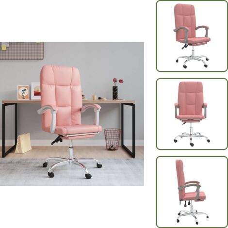 Design minimalista - vidaXL Poltrona da Ufficio Reclinabile Rosa in Similpelle - Schienale regolabile