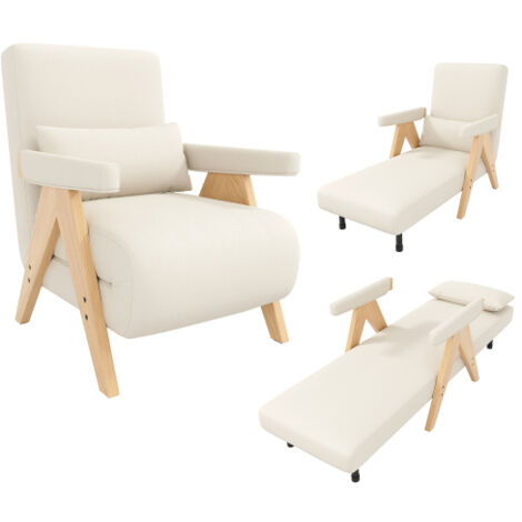 Design moderne : fauteuil convertible 3 en 1 avec fonction couchage, canapé-lit convertible, chaise pliante rembourrée, siège rembourré, fauteuil lounge, lit une place, convient au salon et à la chamb