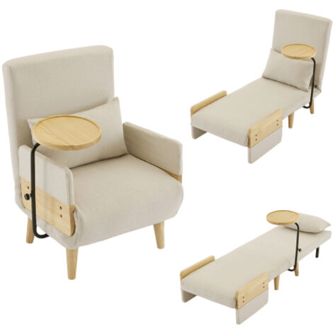 Design moderne : fauteuil convertible 3 en 1 avec fonction couchage, canapé-lit convertible, chaise pliante rembourrée, siège rembourré, fauteuil lounge, lit une place, convient au salon et à la chamb