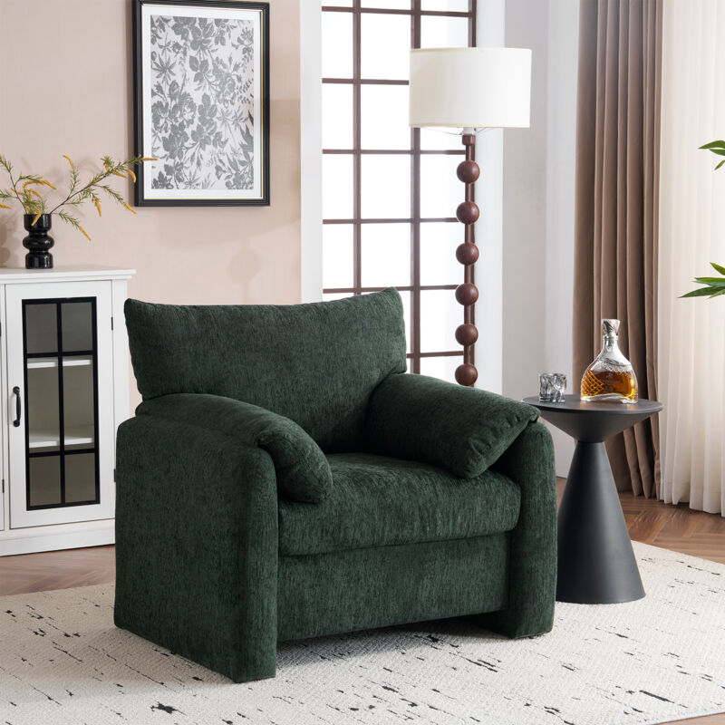 Gutent - Design moderne, tissu chenille, fauteuil surdimensionné, chaise décorative, canapé simple- Vert