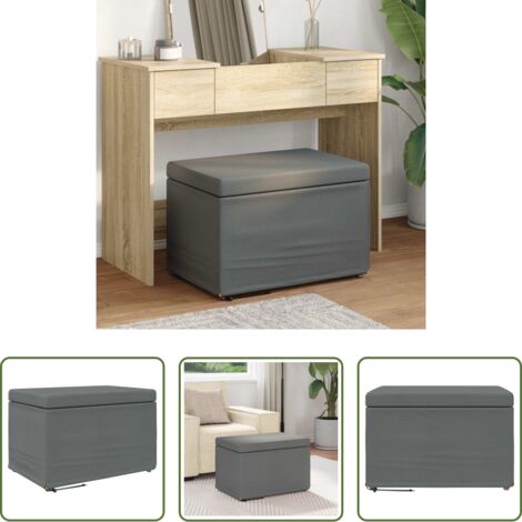Design moderno -  Pouf Grigio scuro Tessuto e Legno Ingegnerizzato