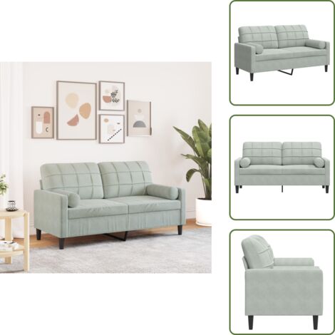 Design moderno - vidaXL Divano a 2 Posti con Cuscini Grigio Chiaro 140 cm in Velluto - Comfort seduta