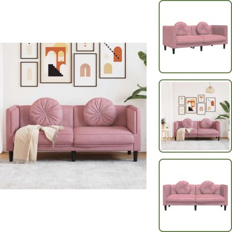 Design moderno - vidaXL Divano a 2 Posti con Cuscini Rosa in Velluto - Divano rosa