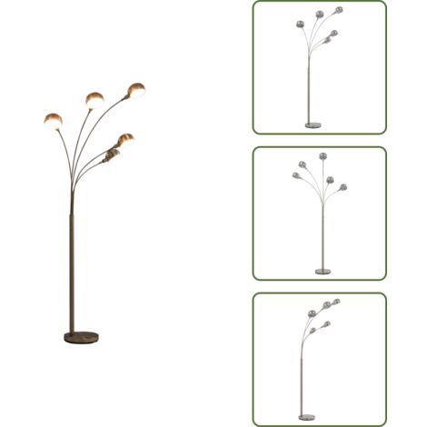 Design moderno - vidaXL Lampada da Terra 200 cm 5 Bulbi E14 Argento - Lampade E14