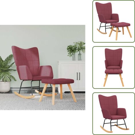 Design moderno - vidaXL Poltrona a Dondolo con Poggiapiedi Rosso Vino in Tessuto - Comfort