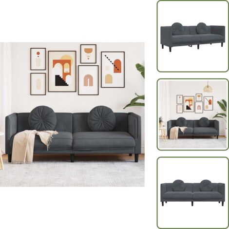 Design moderno - vidaXL Poltrona con Cuscini a 3 Posti Grigio Scuro in Velluto - Comfort seduta