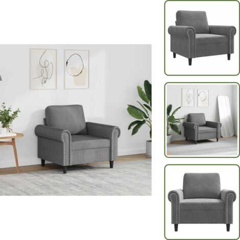 Design moderno - vidaXL Poltrona Grigio Scuro 60 cm Velluto - Poltrona con imbottitura