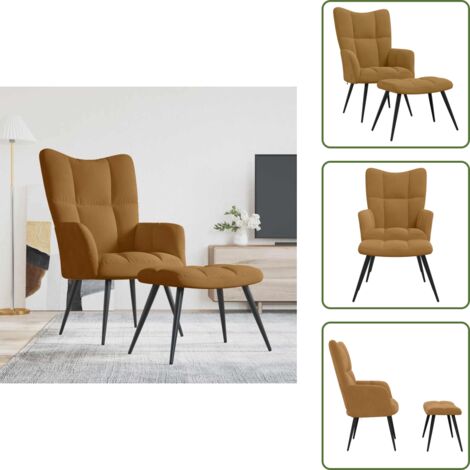 Design moderno - vidaXL Poltrona Relax con Poggiapiedi Marrone in Velluto - Comfort
