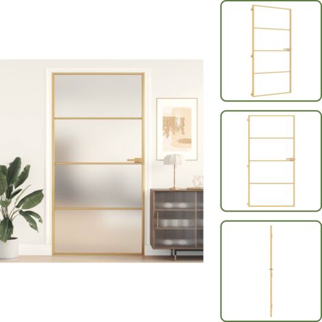 Design moderno - vidaXL Porta Interni Sottile Oro 102,5x201,5 Vetro Temperato Alluminio - Porta in vetro