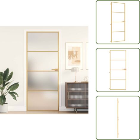 Design moderno - vidaXL Porta Interni Sottile Oro 83x201,5cm Vetro Temperato Alluminio - Porta da interno