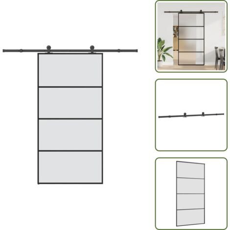 Design moderno - vidaXL Porta Scorrevole con Ferramenta 102,5x205cm Vetro ESG Alluminio - Spazio salvaspazio